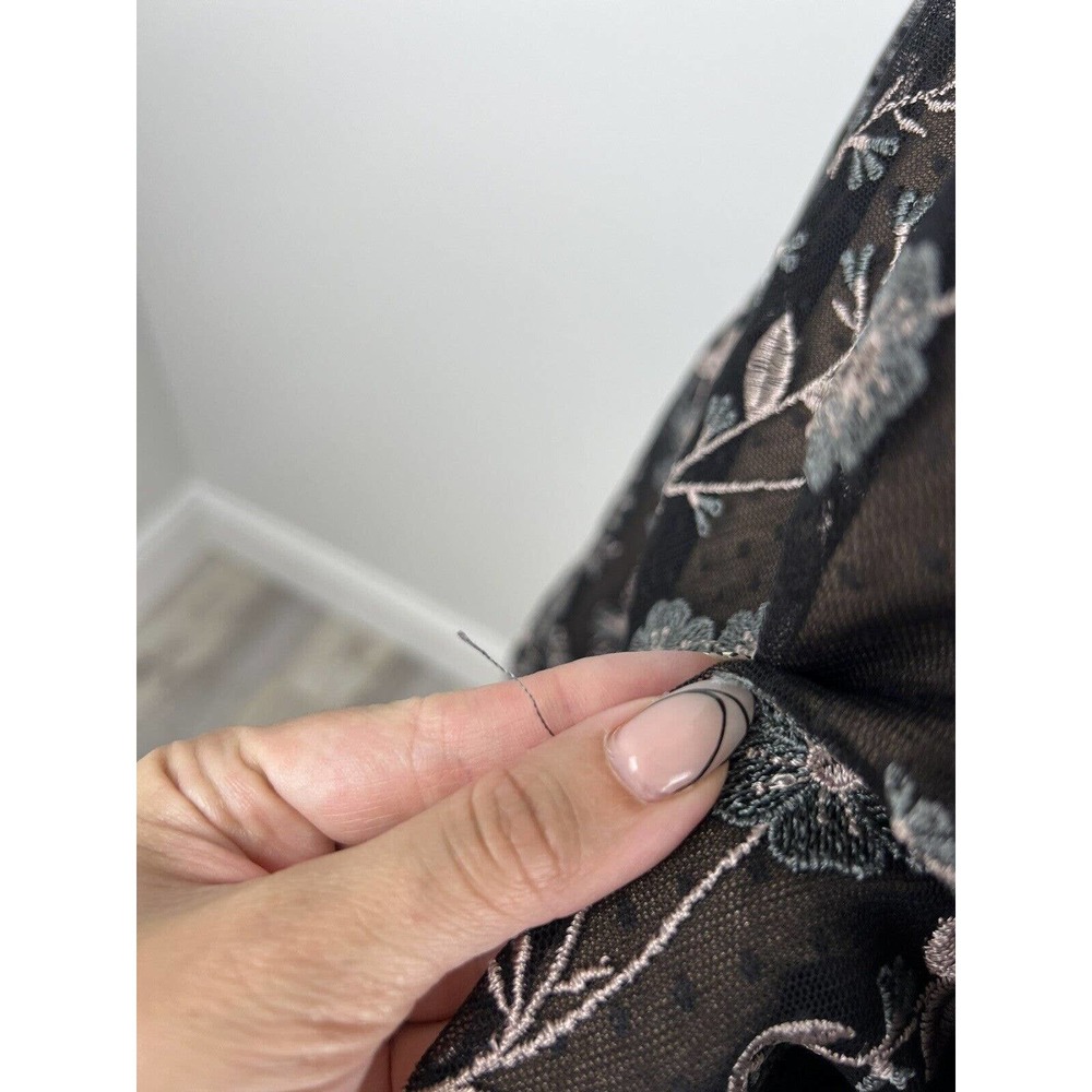 NEW Dress the Population Floral Embroidered Dress S Mesh Sabrina Black Cocktail - Picture 12 of 12
